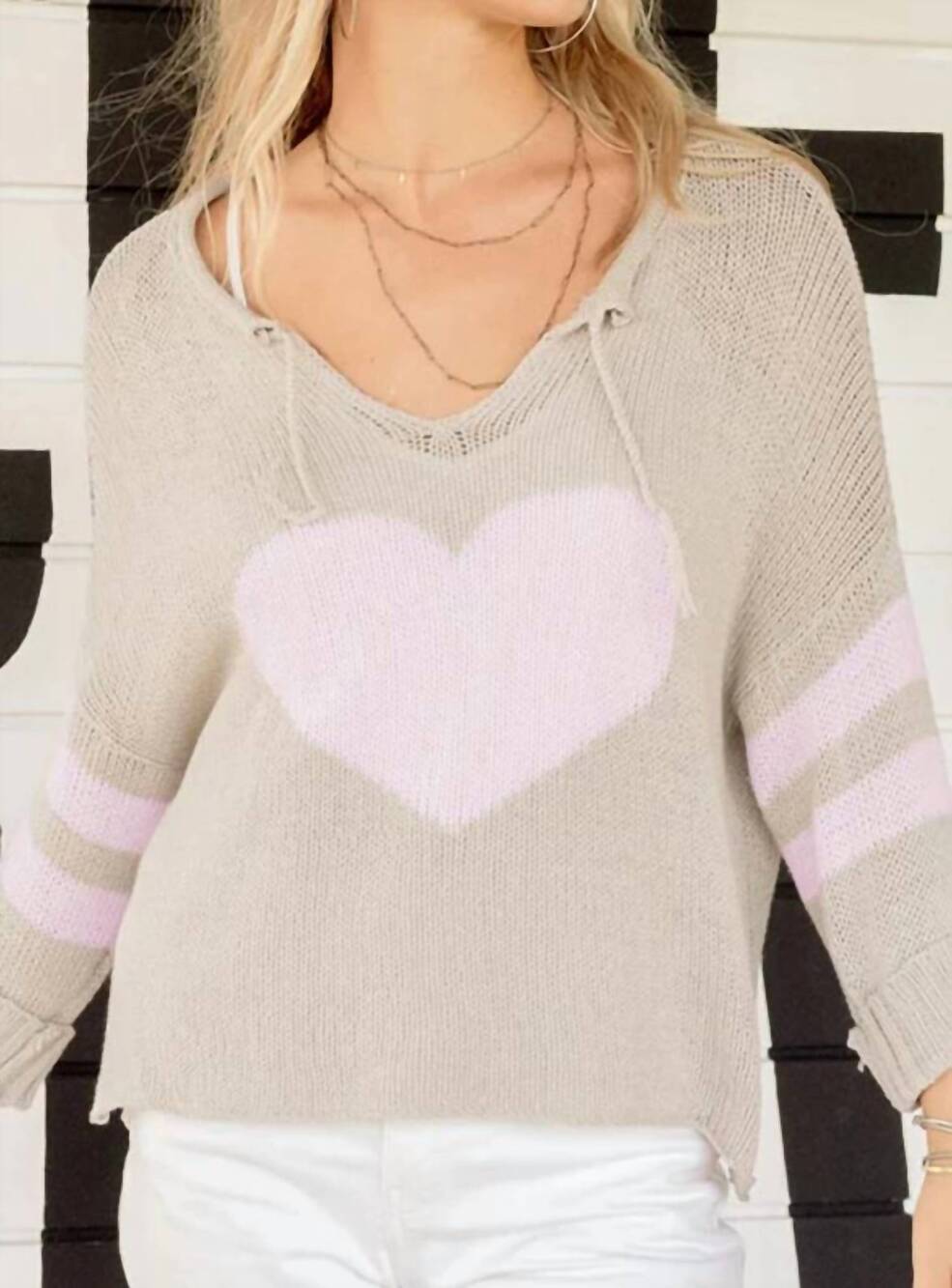 NEW WOODEN SHIPS lover long sleeve top in khaki pink